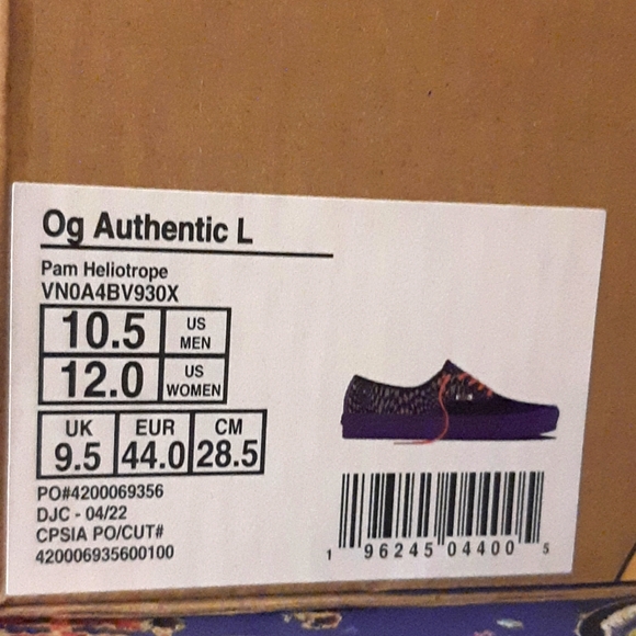 Vault by Vans X PAM Heliotrope OG Authentic *NWT* - Picture 12 of 13